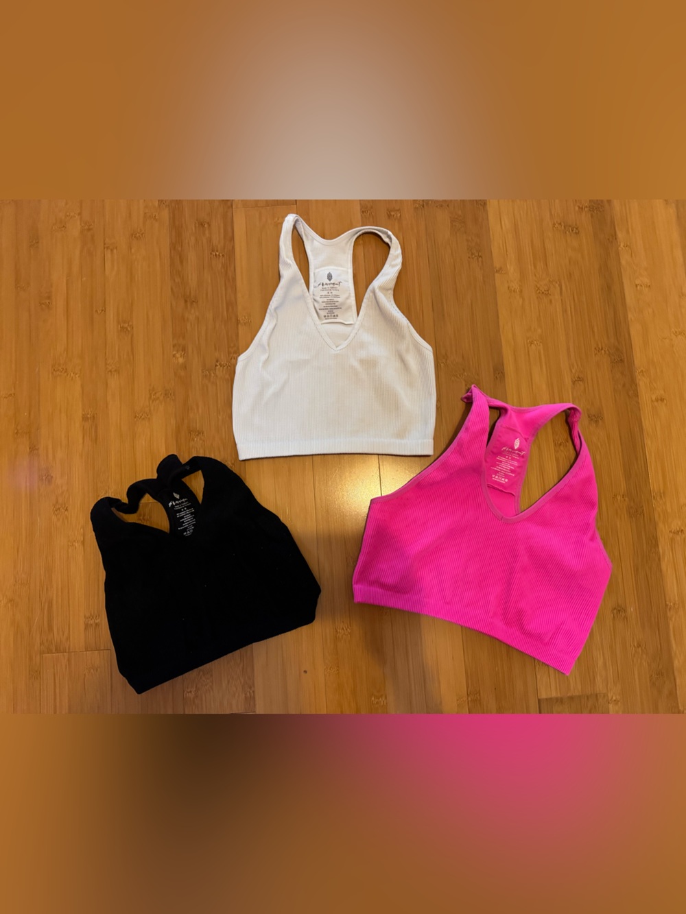 Bundle Free People Free Throw Cropped Tank Medium Pink, White, and Black